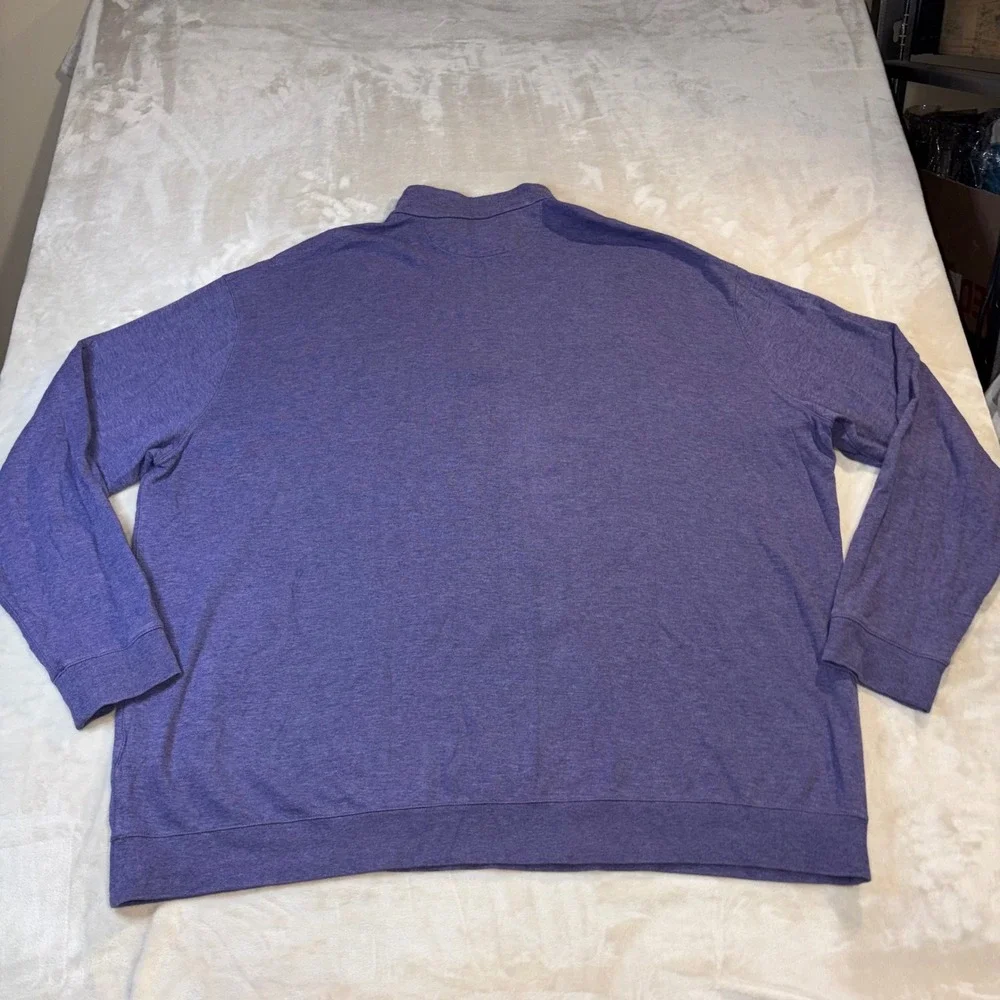 Polo Ralph Lauren Mens 4LT Purple Heather Quarter Zip Pullover Pony Logo Sweater